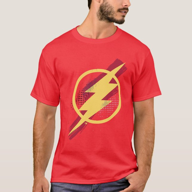 Justice League | Blixtsymbol för pensel och raster T-shirt (Framsida)