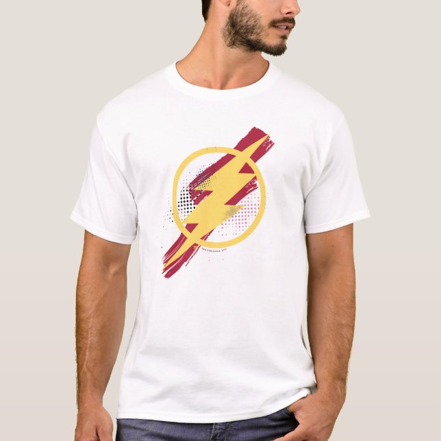 Justice League | Blixtsymbol för pensel och raster Tee Shirt (Framsida)