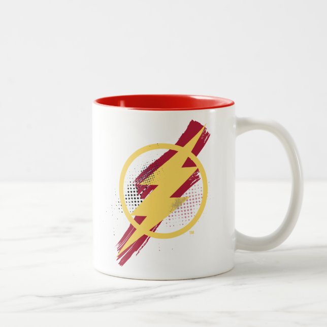Justice League | Blixtsymbol för pensel och raster Två-Tonad Mugg (Höger)