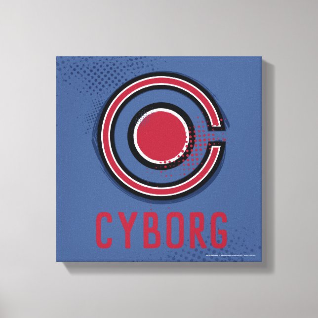 Justice League | Brush & Raster Cyborg Symbol Canvastryck (Framsida)