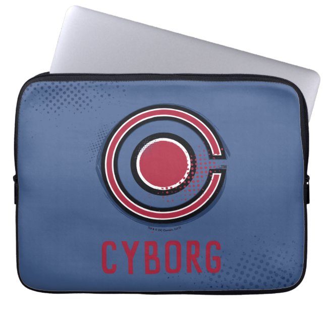 Justice League | Brush & Raster Cyborg Symbol Laptop Sleeve (Framsidan)