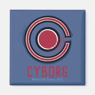 Justice League Brush & Raster Cyborg Symbol Magnet
