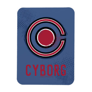 Justice League Brush & Raster Cyborg Symbol Magnet
