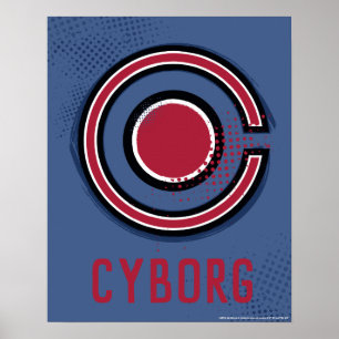 Justice League Brush & Raster Cyborg Symbol Poster