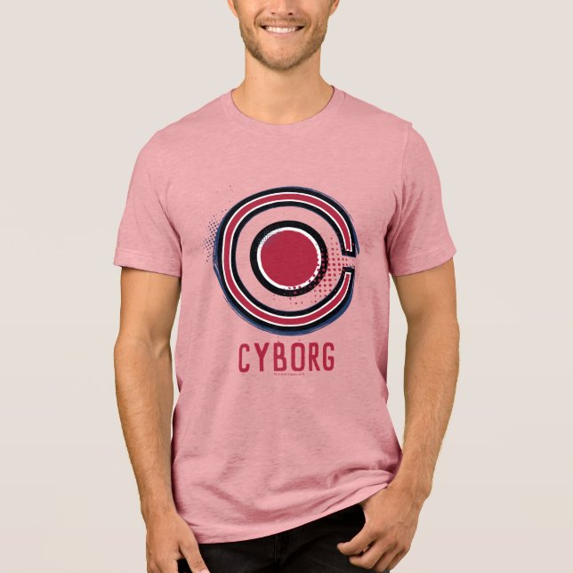 Justice League | Brush & Raster Cyborg Symbol Tee Shirt (Framsida)