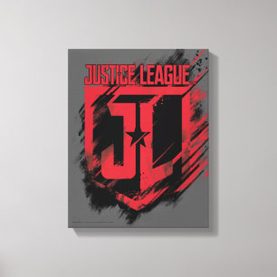 Justice League Brushed Paint JL Shield Canvastryck