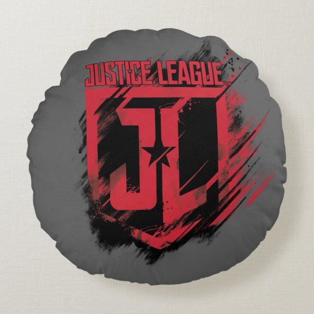 Justice League | Brushed Paint JL Shield Rund Kudde (Framsidan)