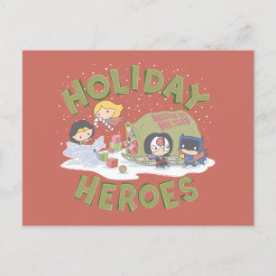 Justice League Chibi Delivery Presenter Helg Vykort