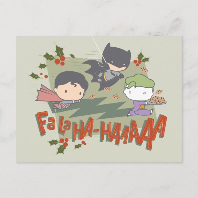Justice League Chibi Helgdag Cookie Chase Helg Vykort (Framsida)