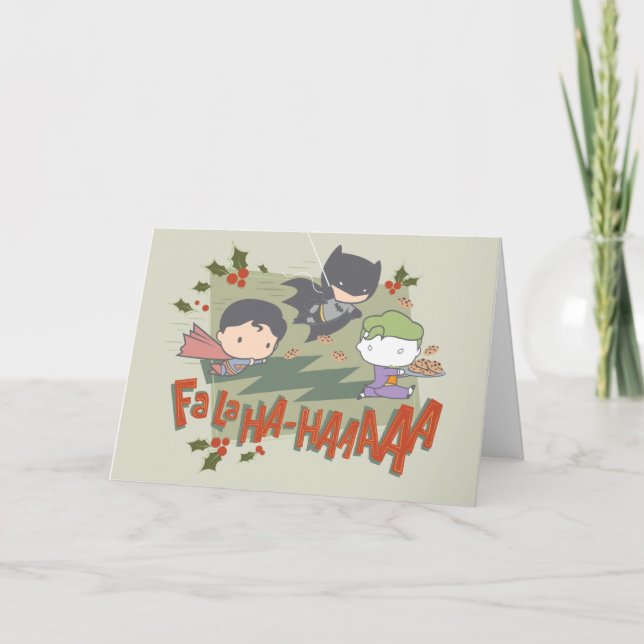 Justice League Chibi Helgdag Cookie Chase Helgkort (Framsida)