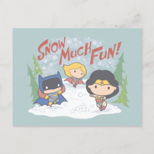 Justice League Chibi Snowball Fight Helg Vykort