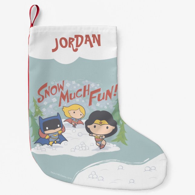 Justice League Chibi Snowball Fight Liten Julstrumpa (Framsidan)