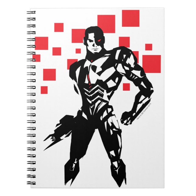 Justice League | Cyborg Digital Noir Pop Art Anteckningsbok (Framsidan)