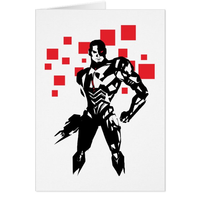 Justice League | Cyborg Digital Noir Pop Art Hälsningskort (Framsidan)
