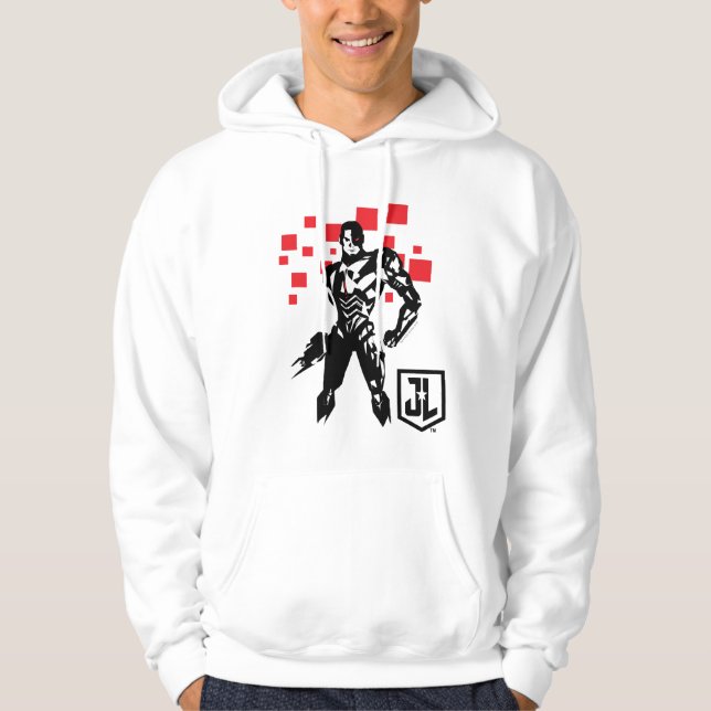 Justice League | Cyborg Digital Noir Pop Art Hoodie (Framsida)