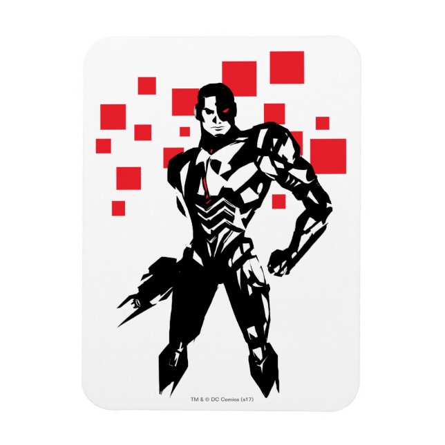 Justice League | Cyborg Digital Noir Pop Art Magnet (Vertikal)