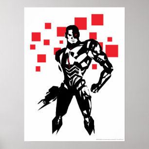 Justice League Cyborg Digital Noir Pop Art Poster