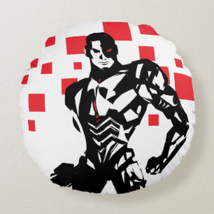 Justice League Cyborg Digital Noir Pop Art Rund Kudde
