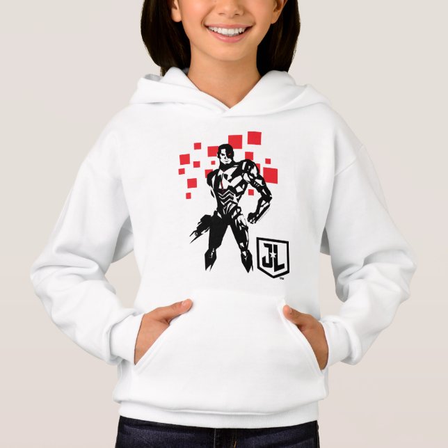 Justice League | Cyborg Digital Noir Pop Art T-shirt (Framsida)