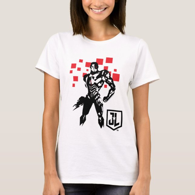 Justice League | Cyborg Digital Noir Pop Art Tee (Framsida)