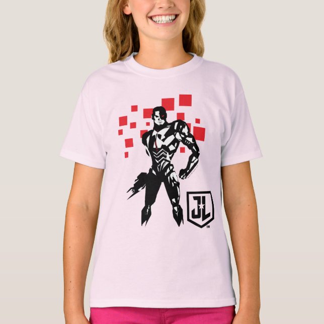Justice League | Cyborg Digital Noir Pop Art Tee (Framsida)