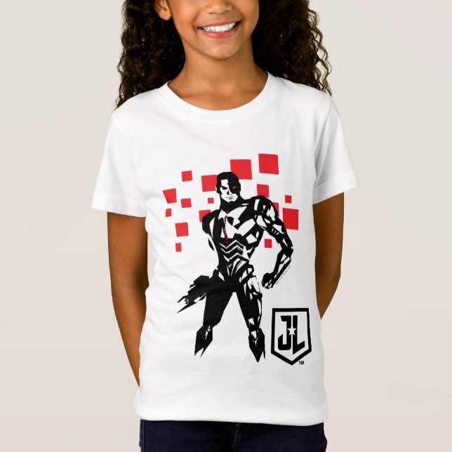 Justice League | Cyborg Digital Noir Pop Art Tee Shirt (Framsida)