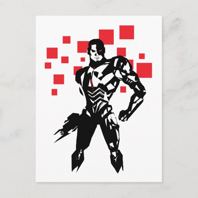 Justice League | Cyborg Digital Noir Pop Art Vykort (Framsida)
