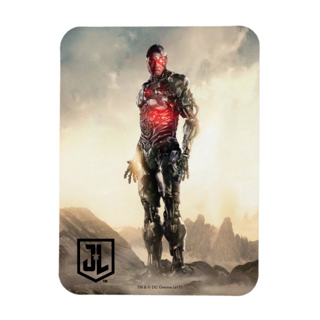 Justice League | Cyborg On Battlefield Magnet (Vertikal)