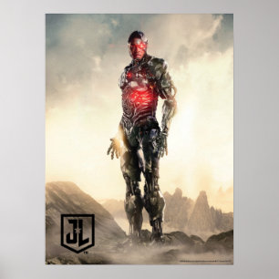 Justice League Cyborg On Battlefield Poster