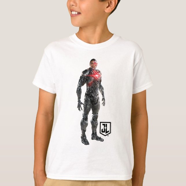 Justice League | Cyborg On Battlefield Tee Shirt (Framsida)