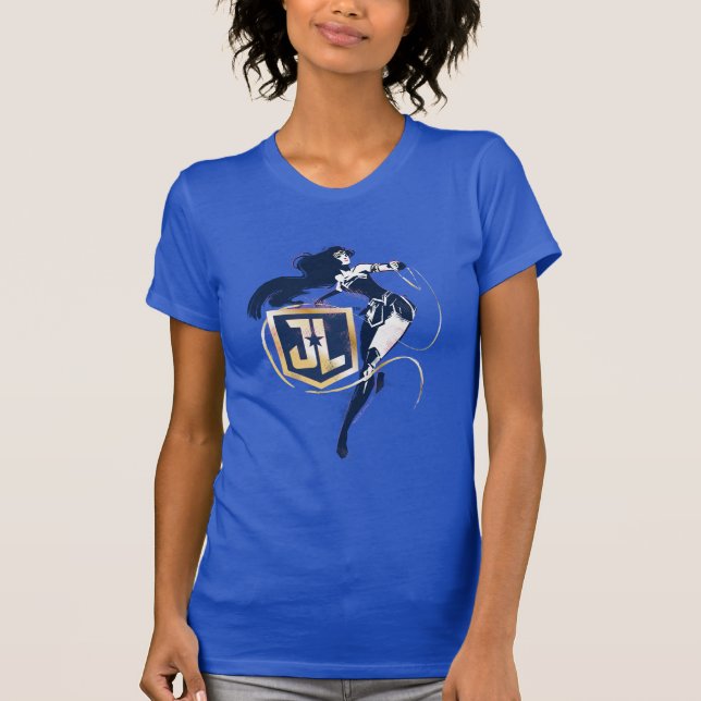 Justice League |  damm- och JL-ikon Tee (Framsida)