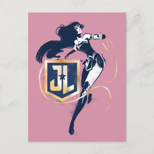 Justice League damm- och JL-ikon Vykort