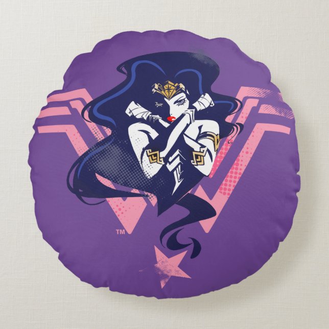 Justice League |  damm- och symbolisk filmkonst Rund Kudde (Framsidan)