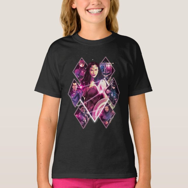 Justice League | Diamond Galactic Group Panels Tee Shirt (Framsida)