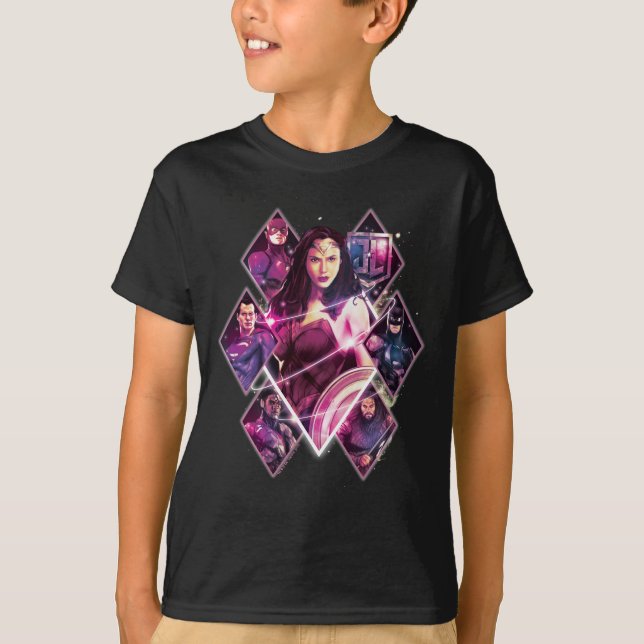 Justice League | Diamond Galactic Group Panels Tee Shirt (Framsida)