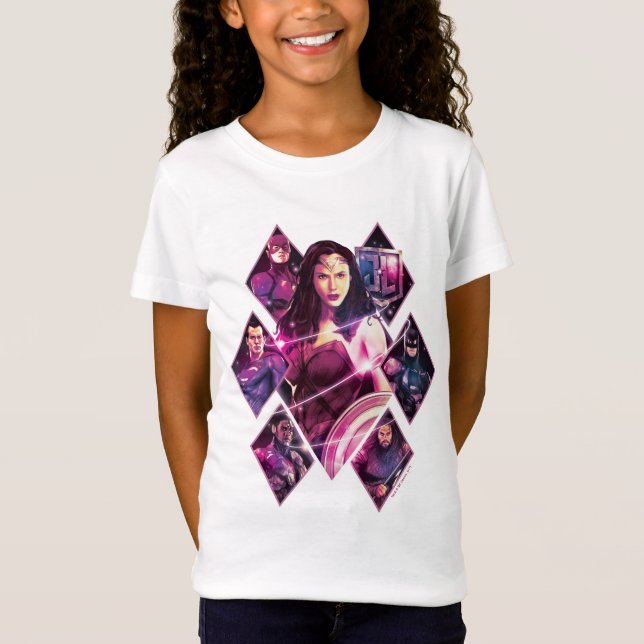 Justice League | Diamond Galactic Group Panels Tee Shirt (Framsida)