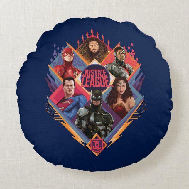 Justice League | Diamond Hatch Group Badge Rund Kudde (Framsidan)