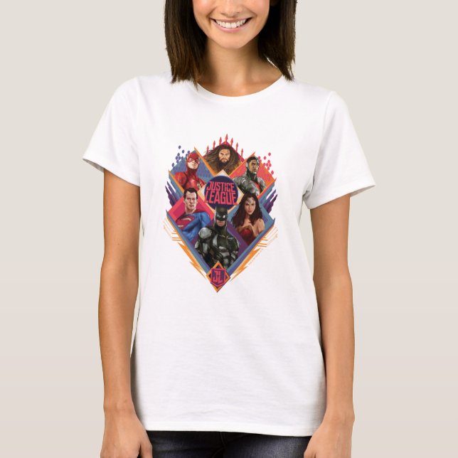 Justice League | Diamond Hatch Group Badge T Shirt (Framsida)