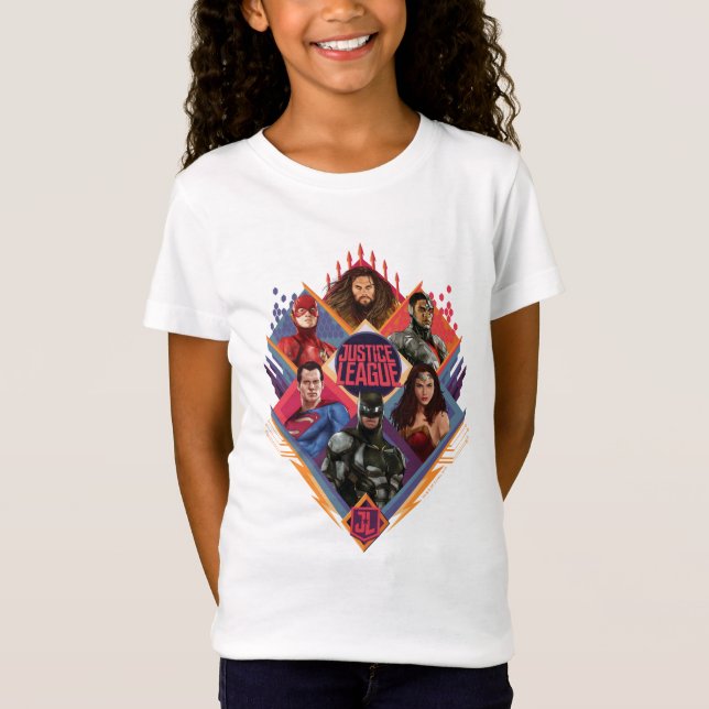 Justice League | Diamond Hatch Group Badge T Shirt (Framsida)