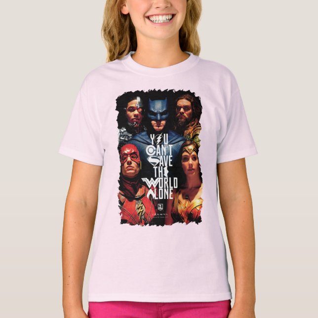 Justice League | Du kan inte Spara Ensamen i värld T Shirt (Framsida)
