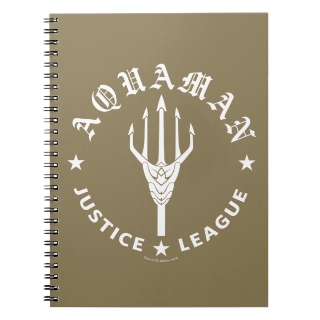 Justice League | Emblem i Aquaman Retro Trident Anteckningsbok Med Spiral (Framsidan)