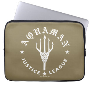 Justice League   Emblem i Aquaman Retro Trident Laptop Sleeve