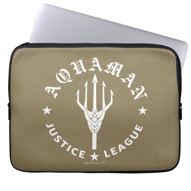 Justice League | Emblem i Aquaman Retro Trident Laptop Sleeve (Framsidan)