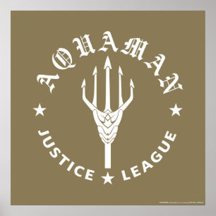 Justice League   Emblem i Aquaman Retro Trident Poster