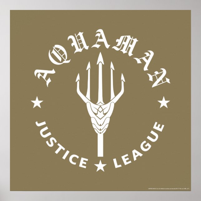Justice League | Emblem i Aquaman Retro Trident Poster (Framsidan)