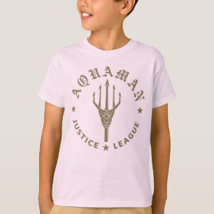 Justice League   Emblem i Aquaman Retro Trident T-shirt