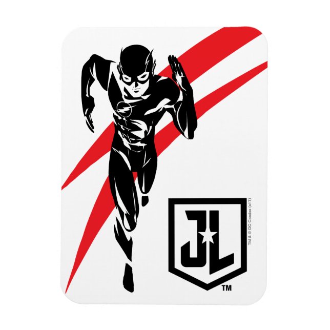 Justice League | Flash Running Noir-filmklipp Magnet (Vertikal)