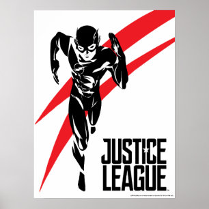 Justice League Flash Running Noir-filmklipp Poster