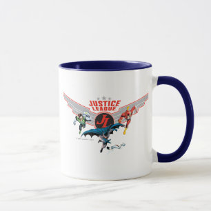 Justice League Flies Luft Badge and Heroes Mugg