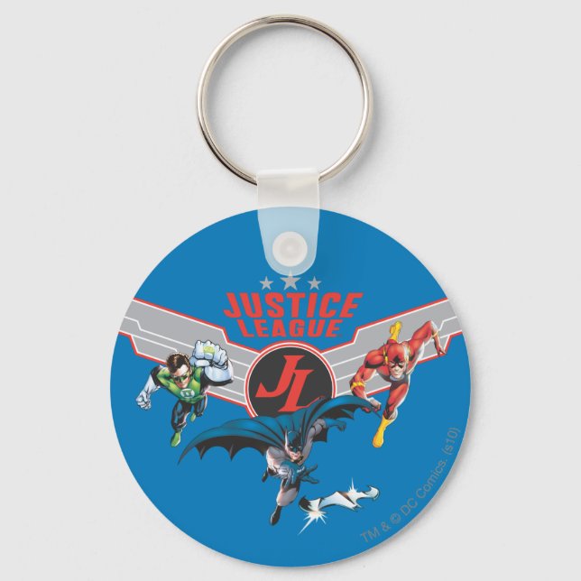 Justice League Flies Luft Badge and Heroes Nyckelring (Framsida)